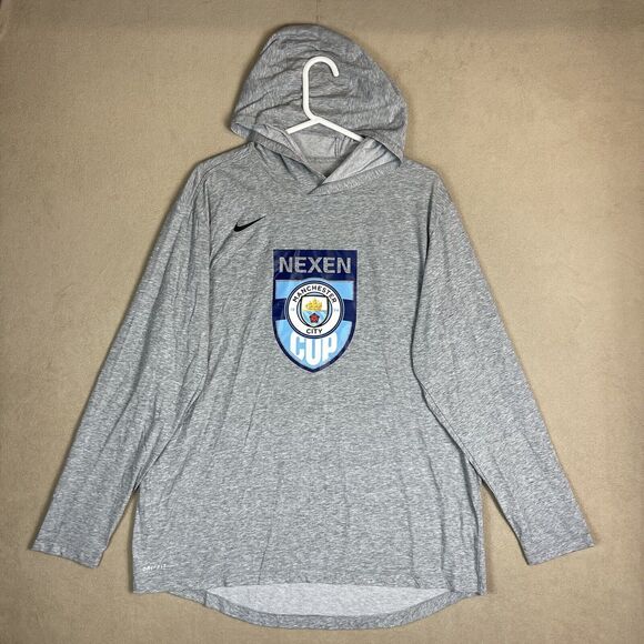 Nike Shirt Mens Extra Large Gray Long Sleeve Hoodie Dri Fit Nexen Cup‎ Adult - Picture 1 of 13